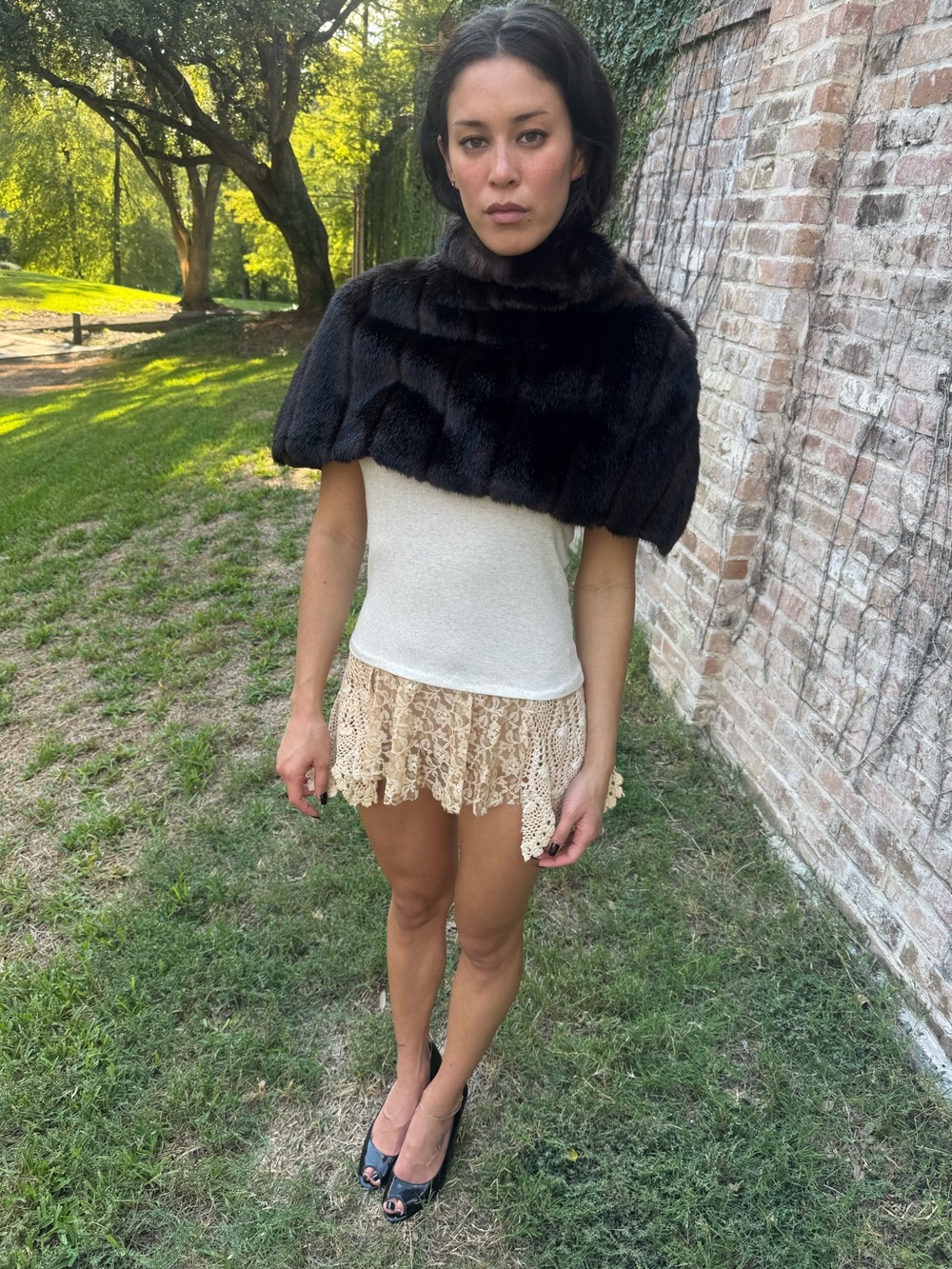 Iceberg Black Fur Capelet Shawl